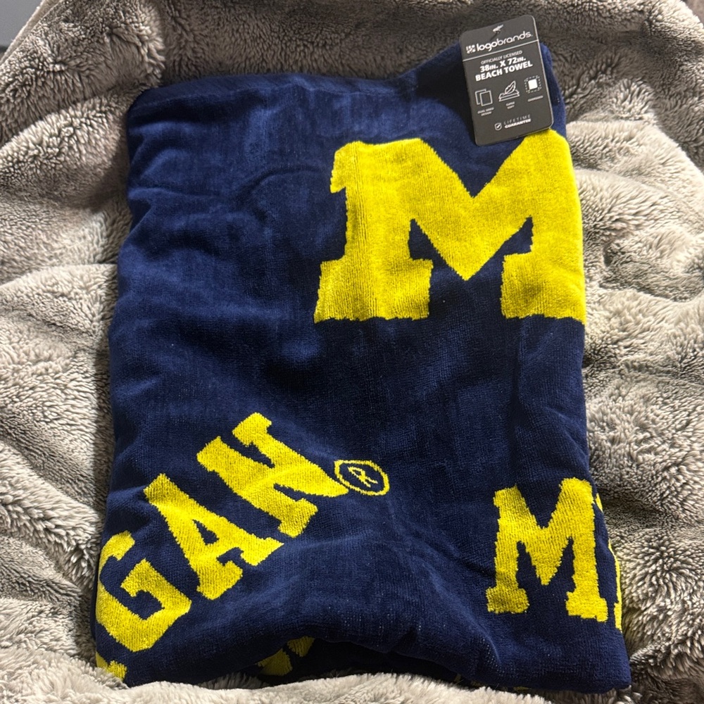 University of Michigan wolverines large beach towel